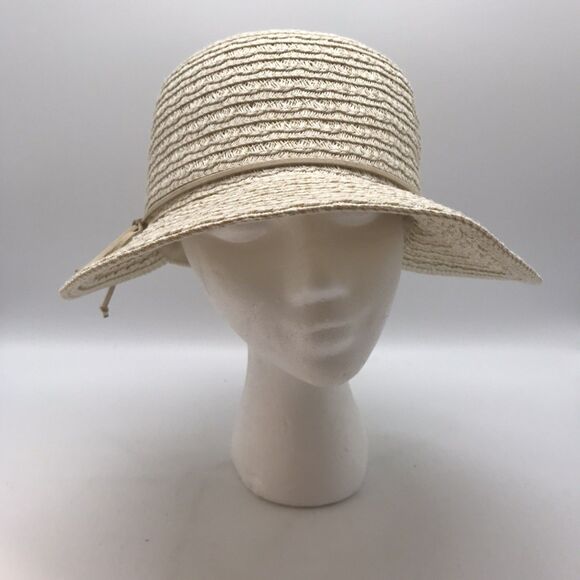 Nine West Face Framer Straw Sun Hat Women's OSFM Scallop Packable Vacation Beach - Picture 1 of 10